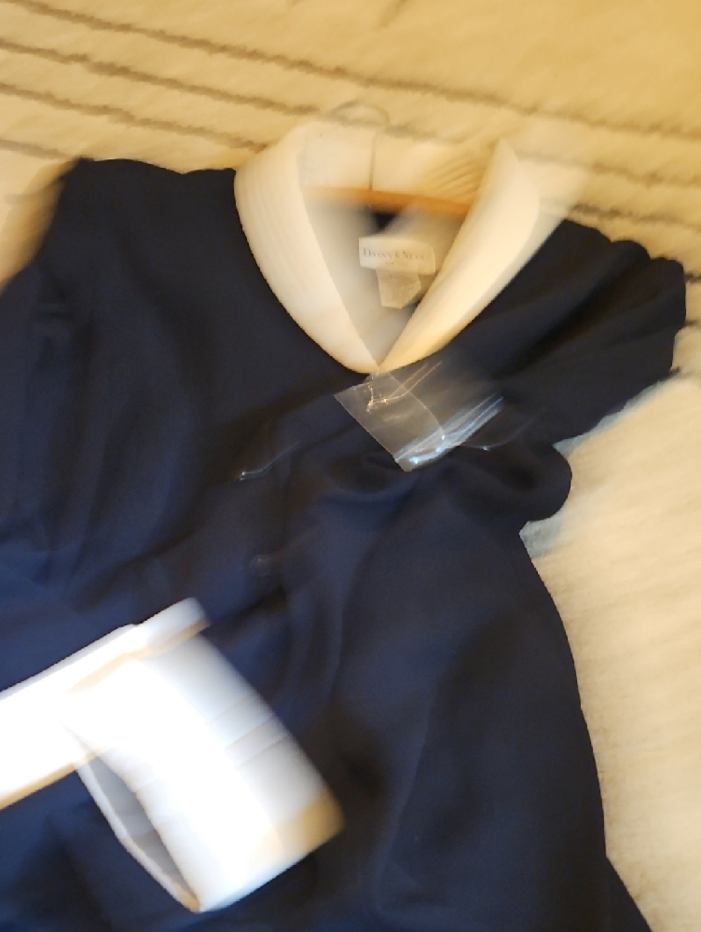 Danny & Nicole Dark Navy Dress with White Trim - Picture 5 of 6